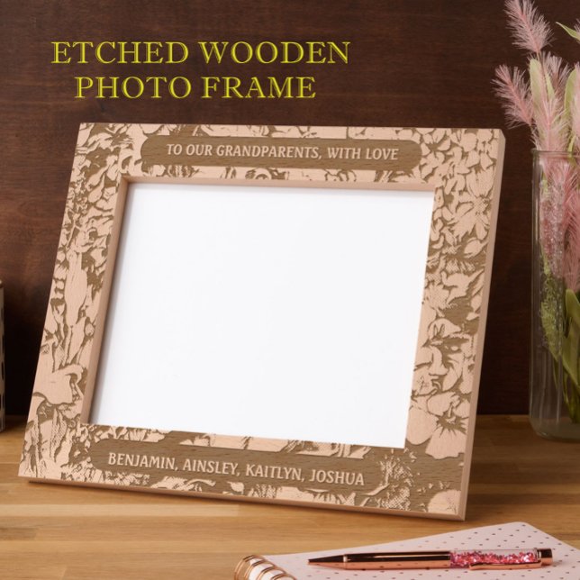 Marcos Grabados 10"x8" Para Los Abuelos Con Borde Floral De Amor (Subido por el creador)