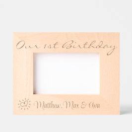 Marcos Grabados 1.ª Trilliza de cumpleaños, gemelos, nombres, foto