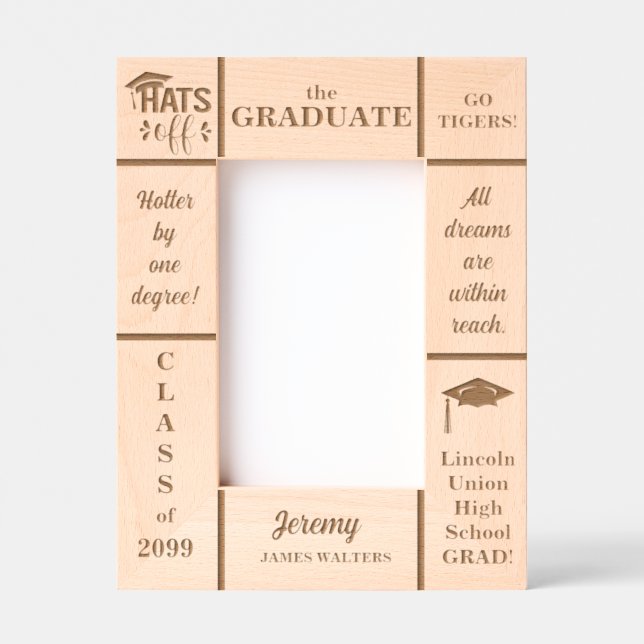 Marcos Grabados 4x6 Clase de Graduado de Nombre Personalizado Retr (Anverso)