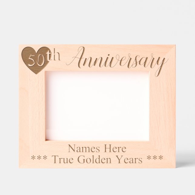 Marcos Grabados 50° Aniversario de Oro Boda personalizado (Anverso)