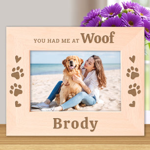 Marcos Grabados Amante del perro lindo - WOOF - Foto personalizada