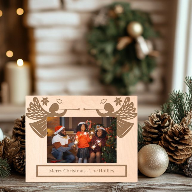 Marcos Grabados Angels Wooden (Christmas Angels Laser Etched wood Frame)