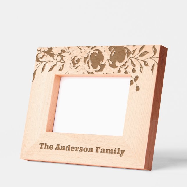 Marcos Grabados Apellido Típografía Elegante De Guión Floral (Izquierda)