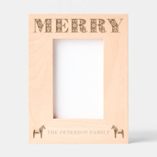 Marcos Grabados Arte popular sueco Dala Horse Merry Christmas