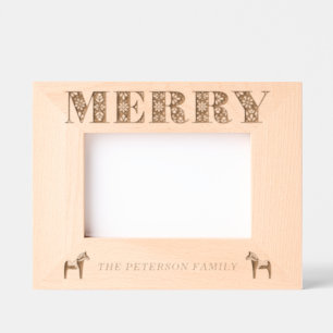Marcos Grabados Arte popular sueco Dala Horse Merry Christmas