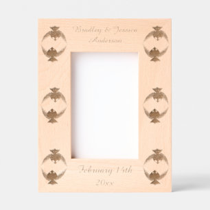 Marcos Grabados Aves de amor rosas y azules, boda personalizada