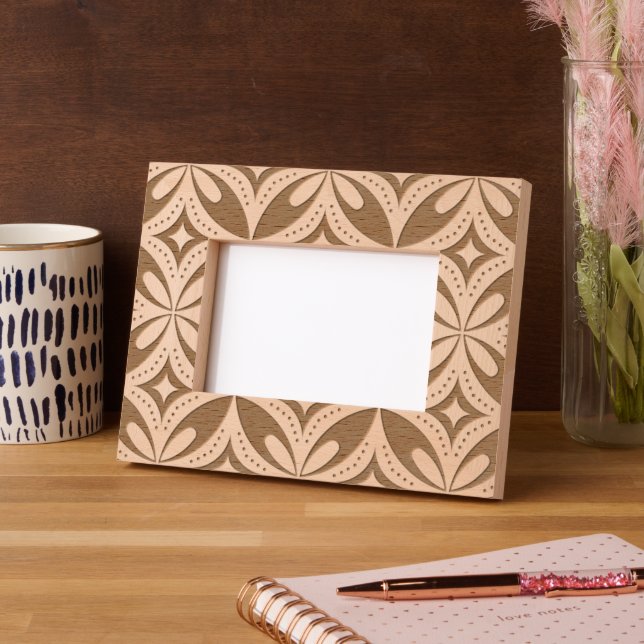 Marcos Grabados Blue Geometric Pattern Retro Style (Izquierda)