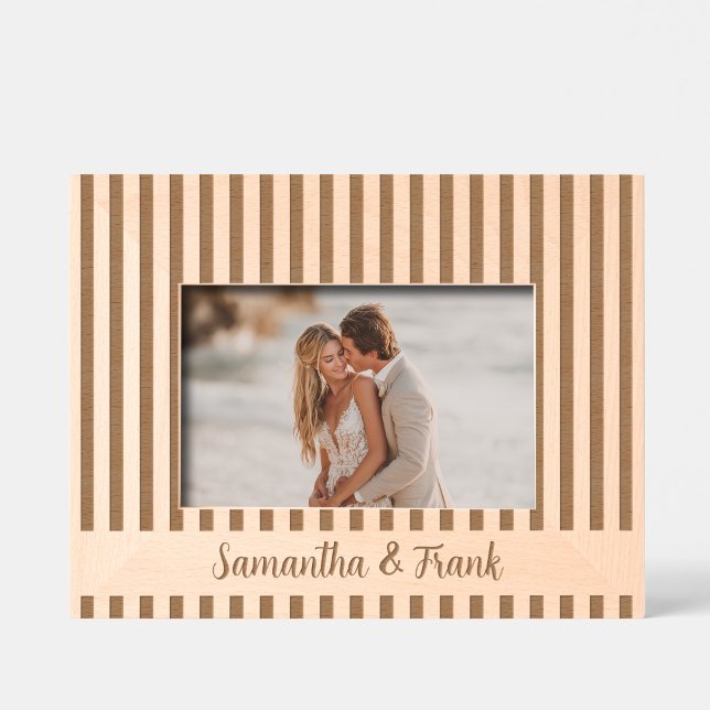 Marcos Grabados Boda con raya y letra (Stripe with Script Wedding Engraved Frames)