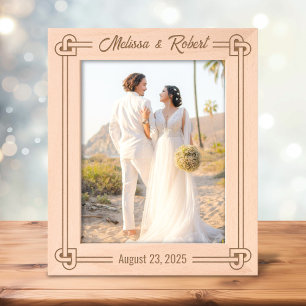 Marcos Grabados Boda de bastidor de Knot con forma de corazón en e