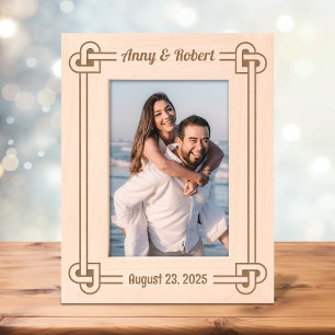 Marcos Grabados Boda de bastidor de Knot con forma de corazón en e