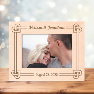 Marcos Grabados Boda de bastidor de Knot con forma de corazón en e