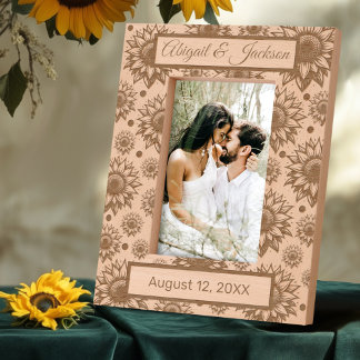 Marcos Grabados Boda de girasol Personalizado Textos
