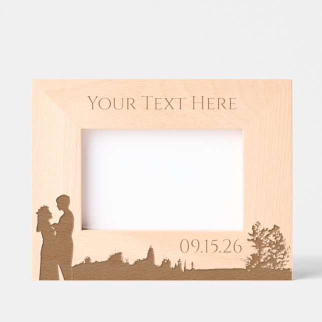 Marcos Grabados Boda floral natural personalizado (Anverso)