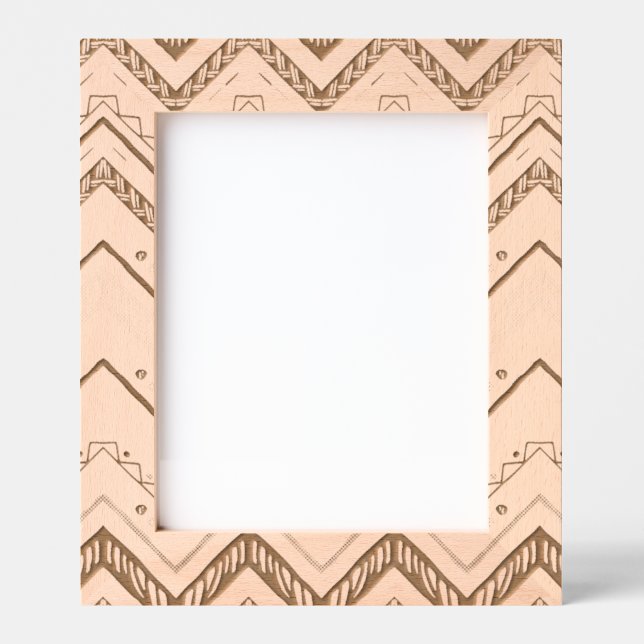 Marcos Grabados Boho Chevron Pattern Sage Geometric Wood Pri (Anverso)