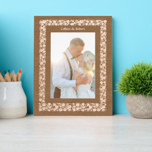 Marcos Grabados Borde del Vino con hojas en forma de corazón