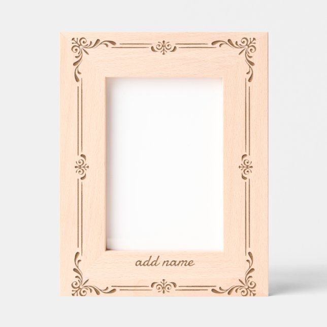 Marcos Grabados bordes florales con nombre personalizado (Anverso)