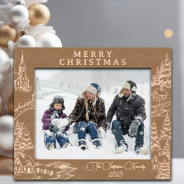 Marcos Grabados Christmas Village in Winter Engraved Frames