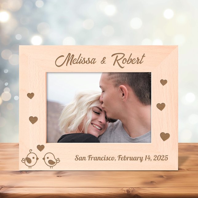 Marcos Grabados Corazones de los Aves Pareja Aniversario de San Va (Subido por el creador)