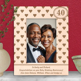 Marcos Grabados Corazones Ruby Boda Aniversario 40 Personalizado T