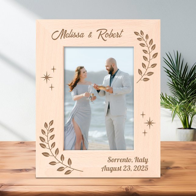 Marcos Grabados Corner Wreath Branch Pareja Boda 5x7 (Subido por el creador)