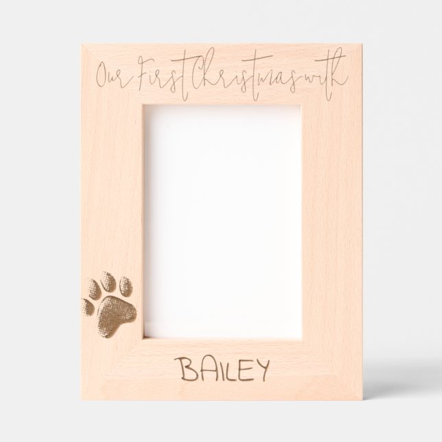 Marcos Grabados Custom Photo Frame Puppy 1st Christmas, 5 x 7" (Anverso)