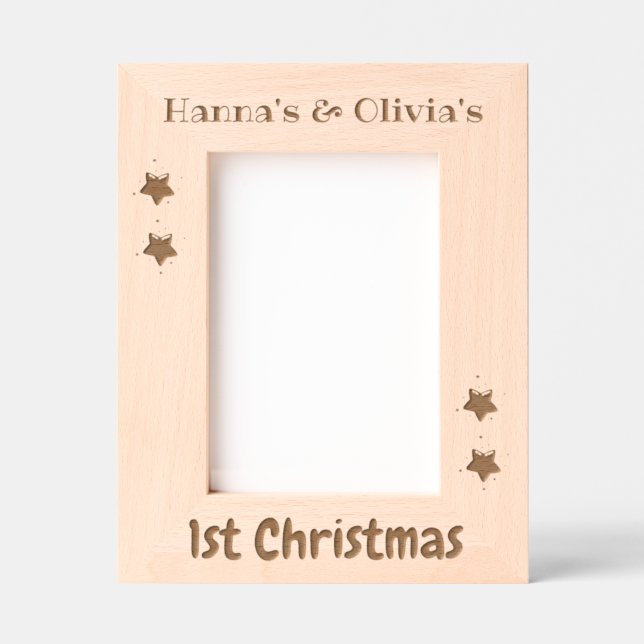Marcos Grabados Custom Photo Frame, Twins 1st Christmas, 5 x 7" (Anverso)