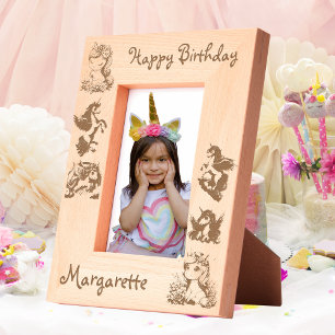 Marcos Grabados Cute Floral Unicornio Niños Regalo de cumpleaños M