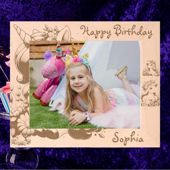 Marcos Grabados Cute Floral Unicornio Niños Regalo de cumpleaños M (Subido por el creador)