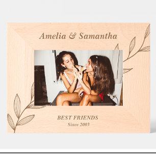 Marcos Grabados Cute Flowers Amigos Personalizado Wood Picture Fra