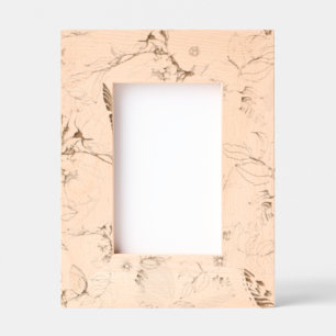 Marcos Grabados Elegancia botánica - Pict de madera floral dibujad