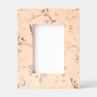 Marcos Grabados Elegancia botánica - Pict de madera floral dibujad