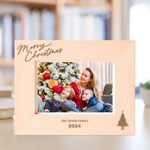 Marcos Grabados Elegante árbol de Navidad Monograma tipografía clá