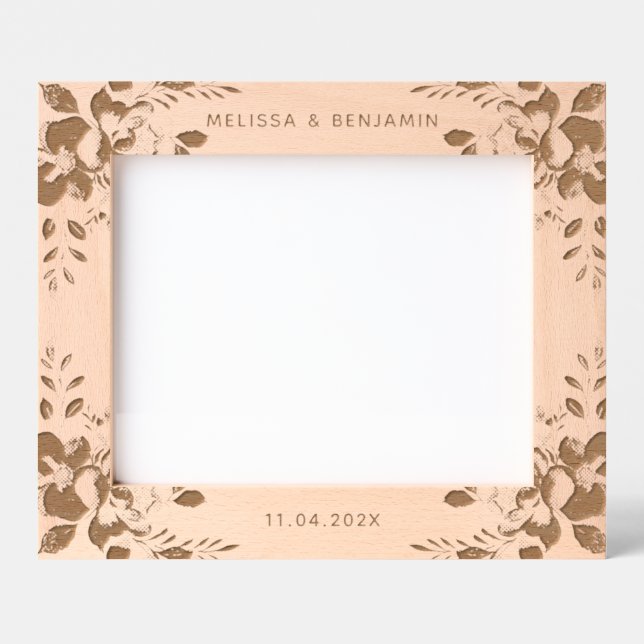 Marcos Grabados Elegante Boda floral Keepsake Photo (Anverso)