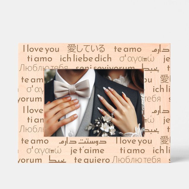 Marcos Grabados Elegante "Te amo" en idiomas internacionales (Romantic Languages Couple's Frame - wedding gifts 
)