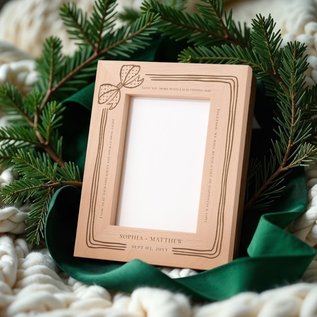 Marcos Grabados Elegantes Navidades ceden los votos del Boda Ribbo (Elegant Christmas Bow Ribbon Wedding Vows Keepsake Etched Frames)