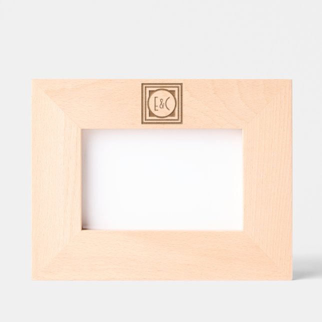 Marcos Grabados Estilo Deco círculo en cuadrados con monogramas (Anverso)