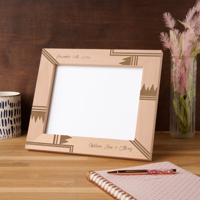 Marcos Grabados Estilo Geométrico Nombre Personalizado Láser de Ma (Izquierda)