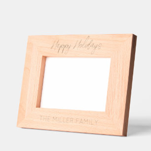 Marcos Grabados Felices Fiestas NOMBRE DE FAMILIA Madera Etched Ti