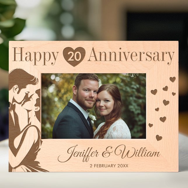 Marcos Grabados Feliz aniversario de Boda nombre de pareja (Happy Wedding Anniversary Couple Name Etched Frames)