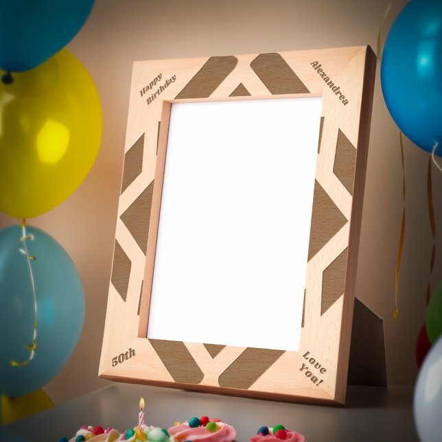 Marcos Grabados Feliz cumpleaños 50.ª imagen moderna de madera (Happy Birthday 50th Modern Wooden Picture Etched Frames nice to give to special person in your life)