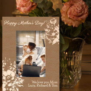 Marcos Grabados Feliz Día de la Madre Personalizado Boho Floral 