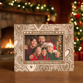 Marcos Grabados Feliz Navidad Corazón y Familia Foliage