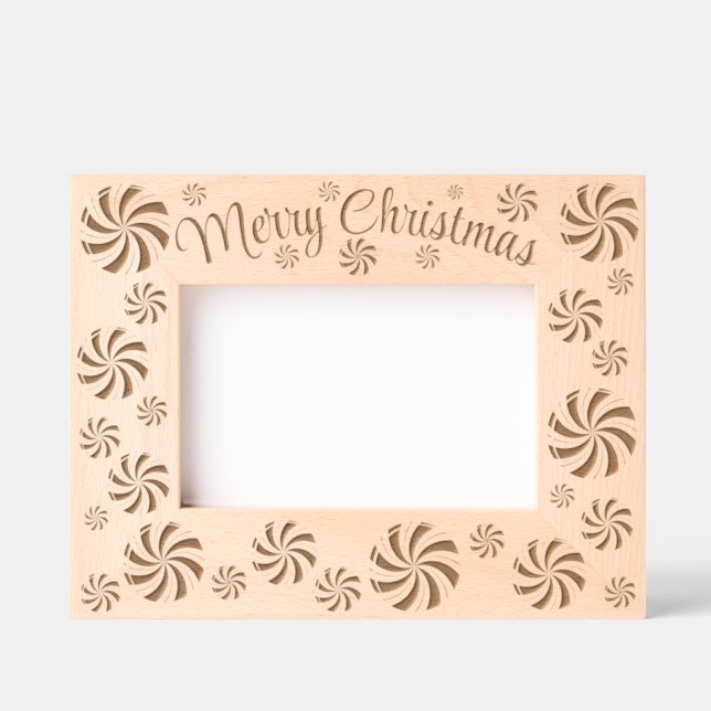 Marcos Grabados Feliz Navidad Peppermint Candy Doble Swirl (Anverso)