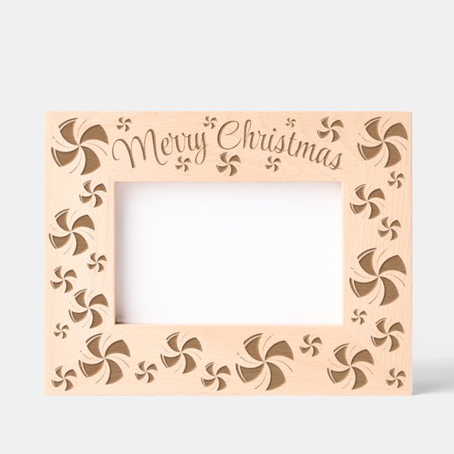 Marcos Grabados Feliz Navidad Peppermint Candy Swirl (Anverso)