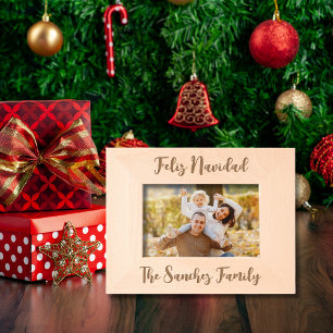 Marcos Grabados Feliz Navidad y nombre de familia de Personalizado