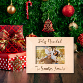 Marcos Grabados Feliz Navidad y nombre de familia de Personalizado