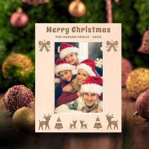 Marcos Grabados Festividad de la familia Bow Deer Christmas Tree P