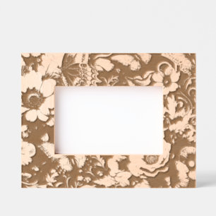 Marcos Grabados Floral monocromática antigua con mariposas