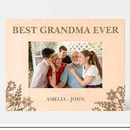 Marcos Grabados Flores Mejor abuela jamás Personalizado Wood Frame