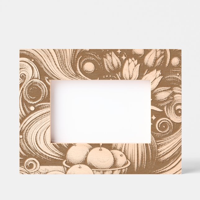 Marcos Grabados Flores Y Naranjas Artísticos (Anverso)